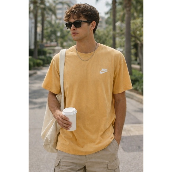 Nike Other - Nike Essential Logo Tee Soft Golden Yellow Relaxed Streetwear Basic XXL